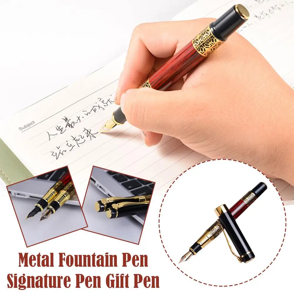 

Retro Metal Fountain Pen 0.5mm F Nib Student Stationery Pen School Office Quality Pens Ink Gift Business High Signature Wri L3Q1