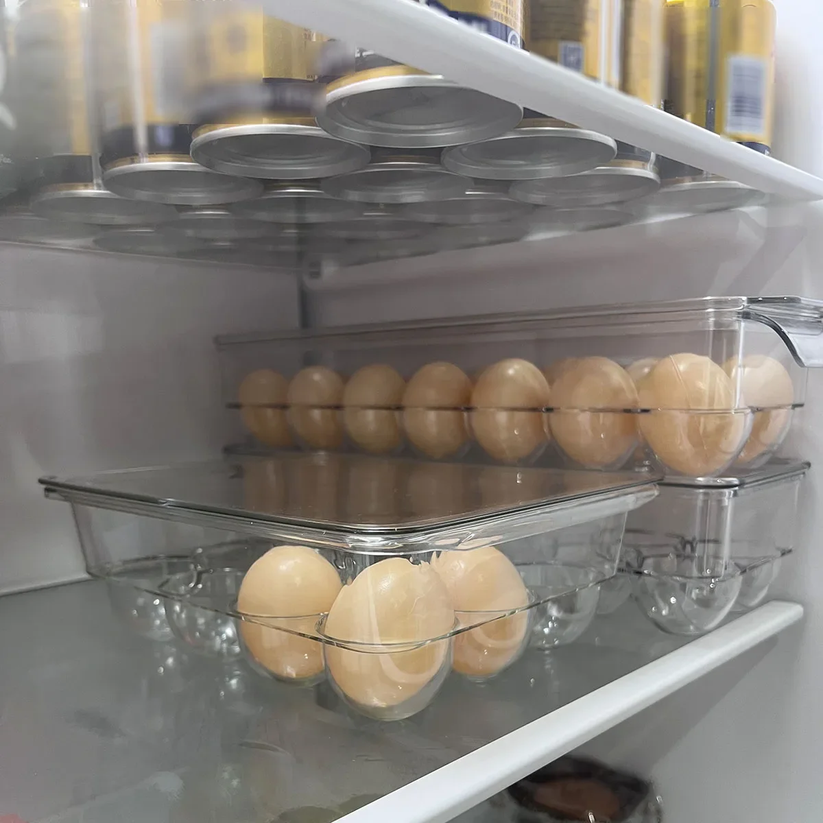 1pc-refrigerator Storage, Kitchen Sorting, Egg Tray Preservation Box, Egg Compartment, Household Egg Tray, Plastic Egg Box, Duck