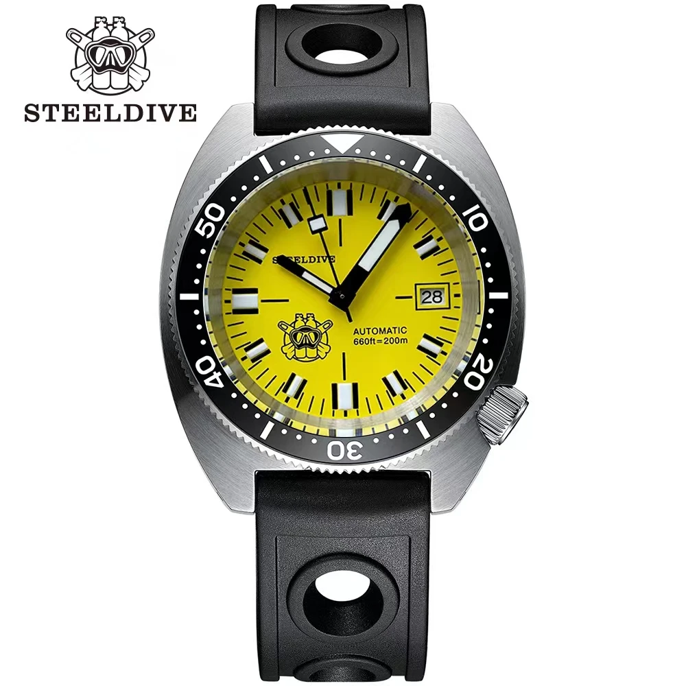 42MM Case Yellow Dial Super Luminous STEELDIVE Mens Watch With NH35
