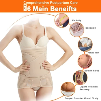 3-In-1 Postpartum Abdominal Belt Three Piece Set For Pregnant Women, Breathable Abdominal Belt, Waist Cinching, Body Shaping 1