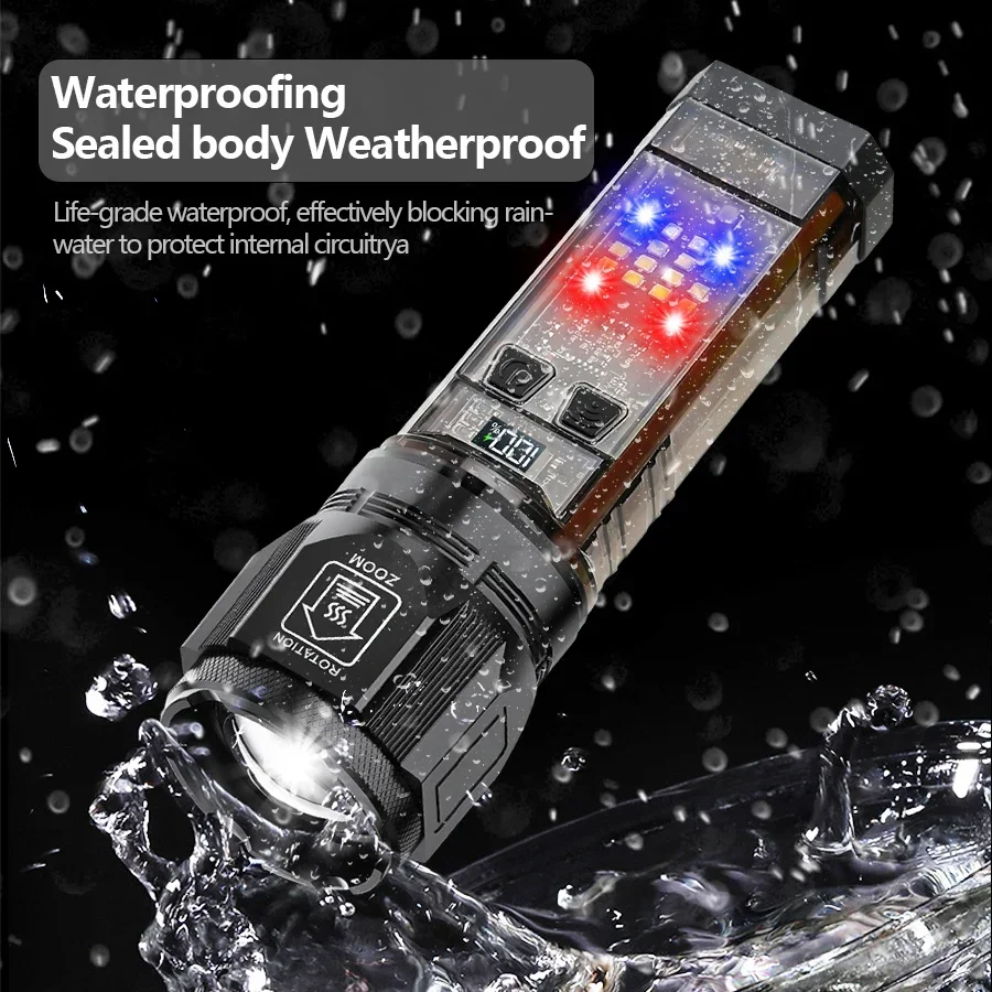 SUYOOULIN 13000LM Solar & USB Rechargeable LED Spotlight Flashlight - 6 Modes, IPX4 Waterproof, Power Bank Function, 800m Range - View #5
