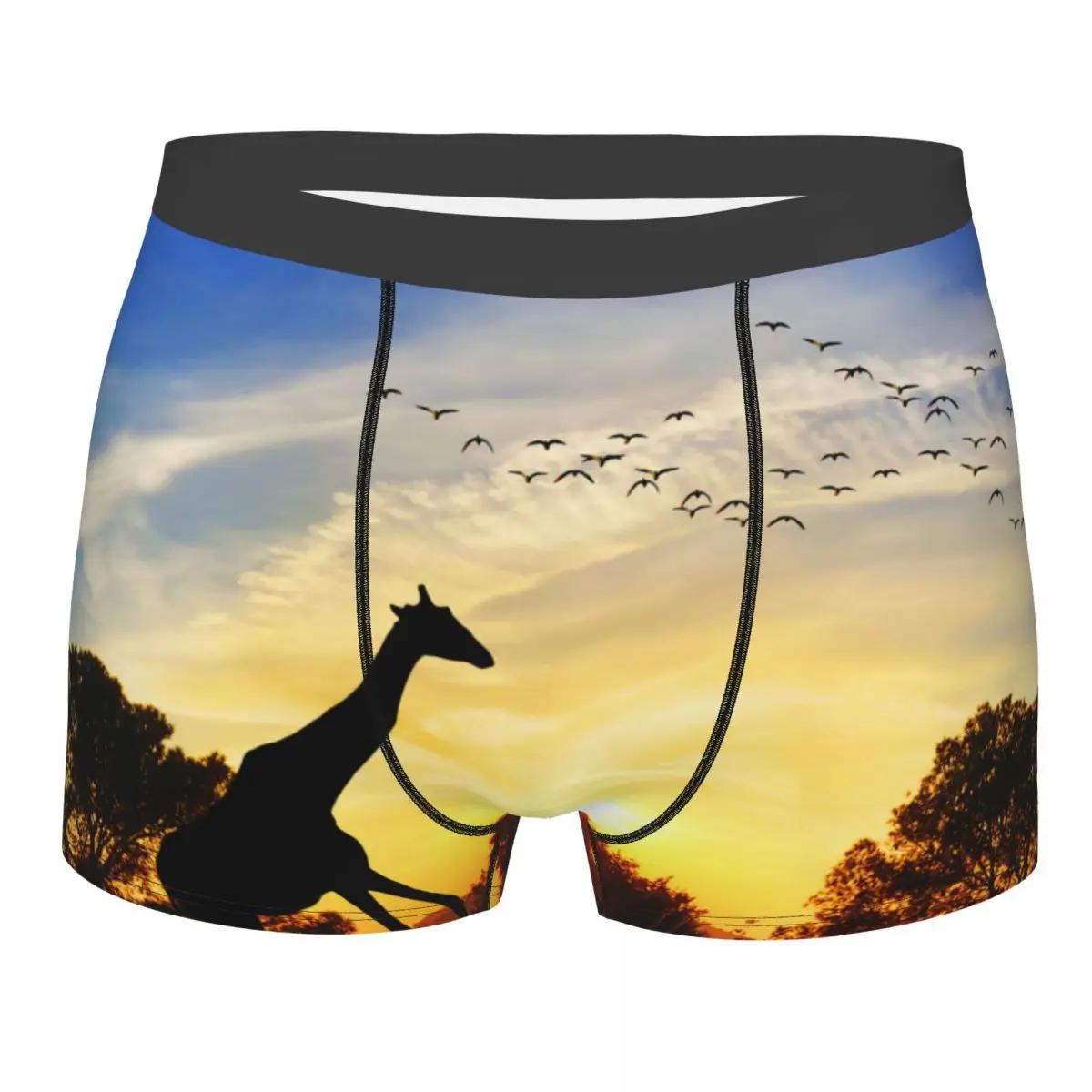 

Boxer Men Underpants Giraffe In The Field At Sunset Men's Panties Shorts Breathable Mens Underwear Briefs Sexy Boxers