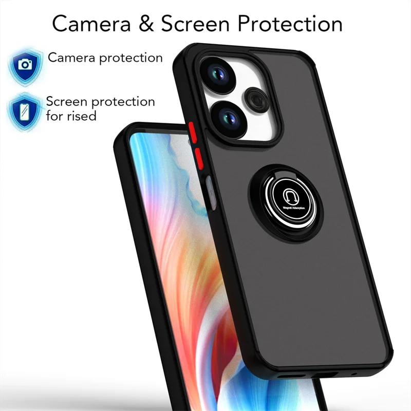 Armor Matte Shockproof Case with Magnetic Ring Holder & Stand Feature