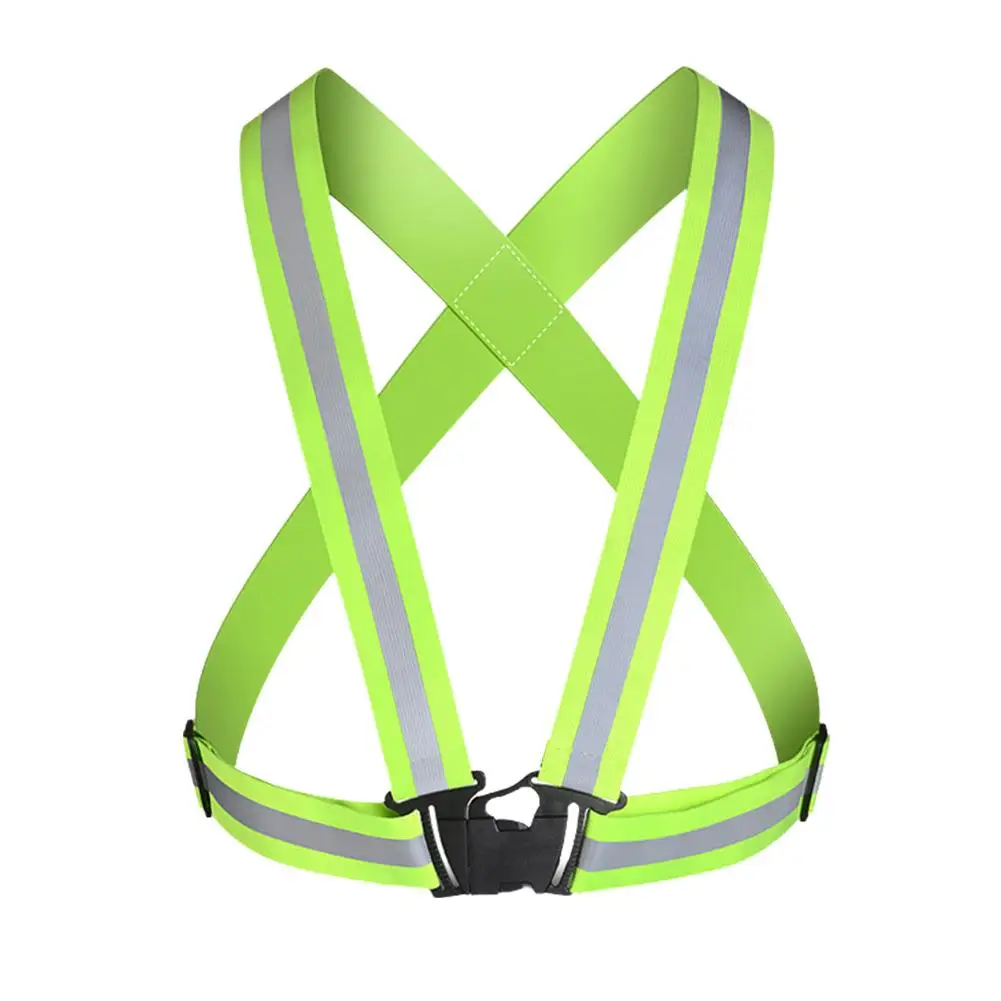 Highly Elastic Reflective Straps Vest Night Work Security Running Cycling Safety Reflective Vest High Visibility Safe