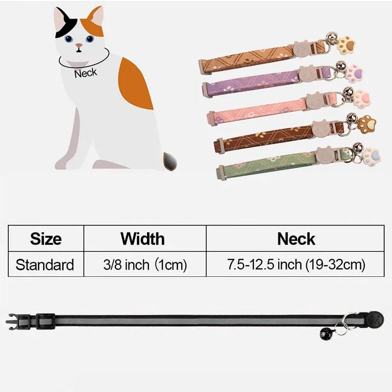Cat Collar With Bell Pet Collar For Small Dogs Puppy Kitten Stuff Accessories Adjustable Footprint Cat Breakaway Collar MBO02_voghion.com