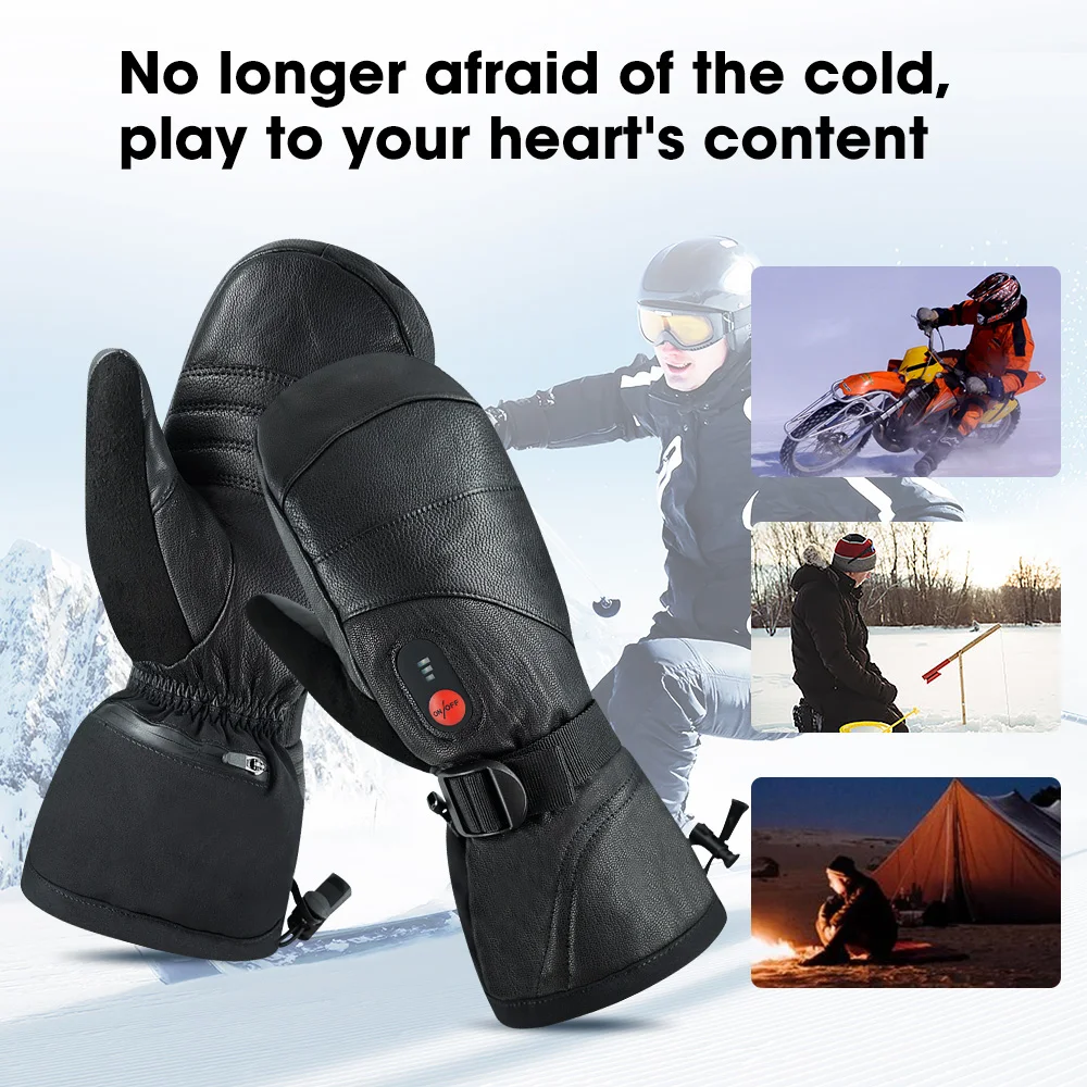 Unisex Far Infrared Heated Mitten Gloves Carbon Fiber Heating 3 Shift Temperatures Battery Heated Mitten Gloves SHGS38 4