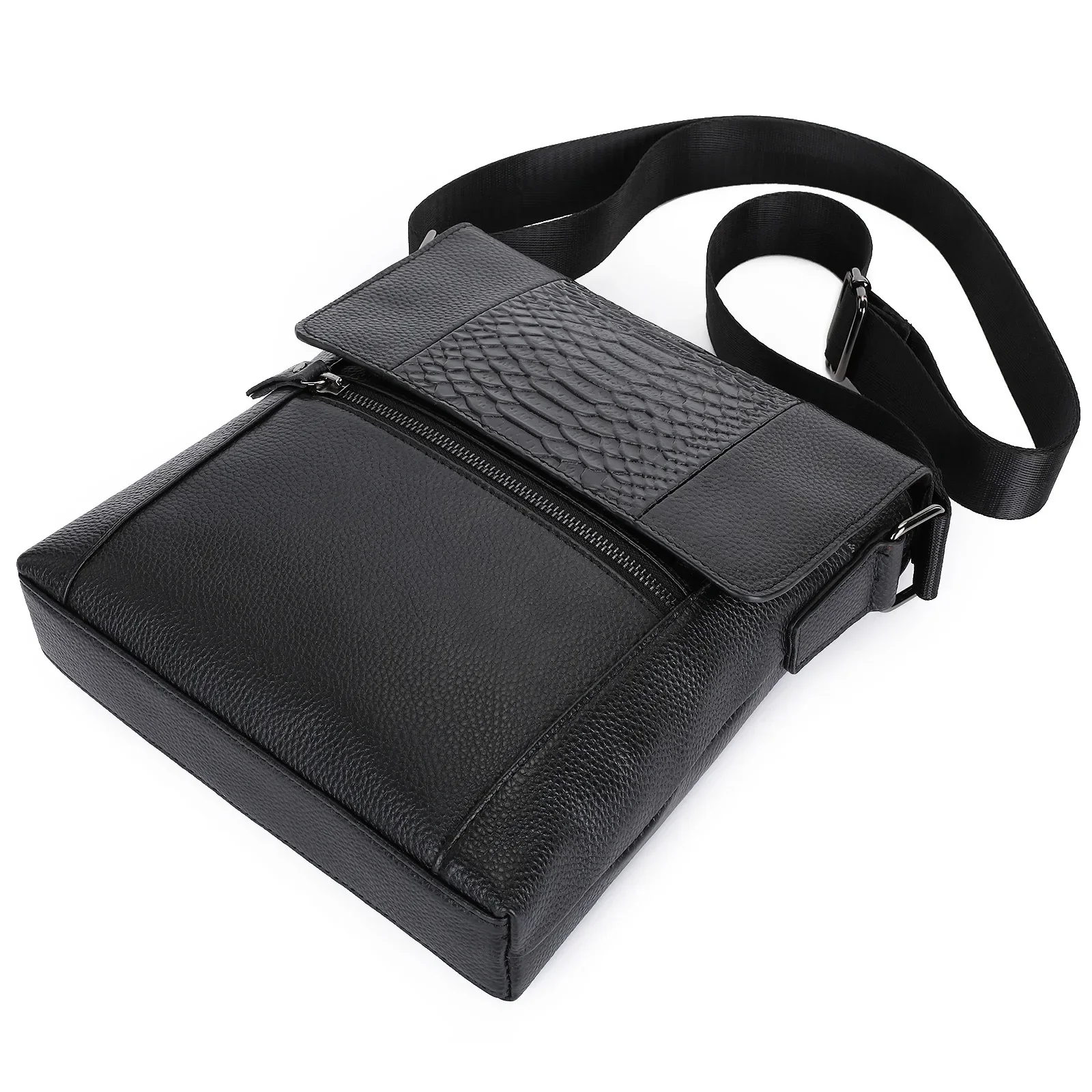 204 New Fashion Alligator Cow Genuine Leather Men Crossbody Bag Casual Business Men's Messenger Luxury Shoulder Handbags Bags