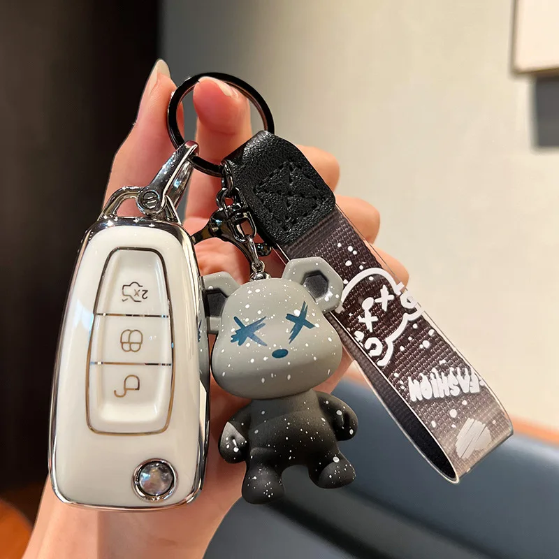 Tpu Car Folding Key Case Cover Bag Portachiavi Per Ford Focus C-Max S-Max Galaxy Mondeo Ranger Transit Tourneo Custom Protector