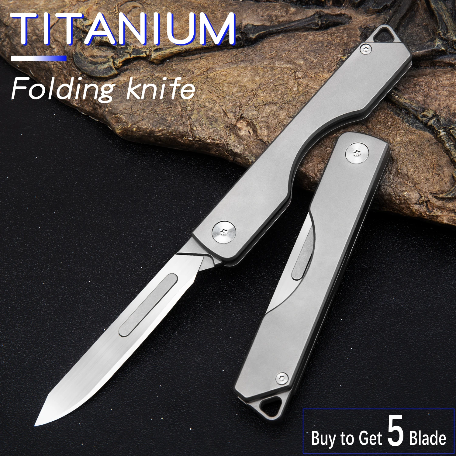 

Titanium Folding Knife Scalpel EDC Outdoor Tool With Carbon Steel Blade Free Shipping