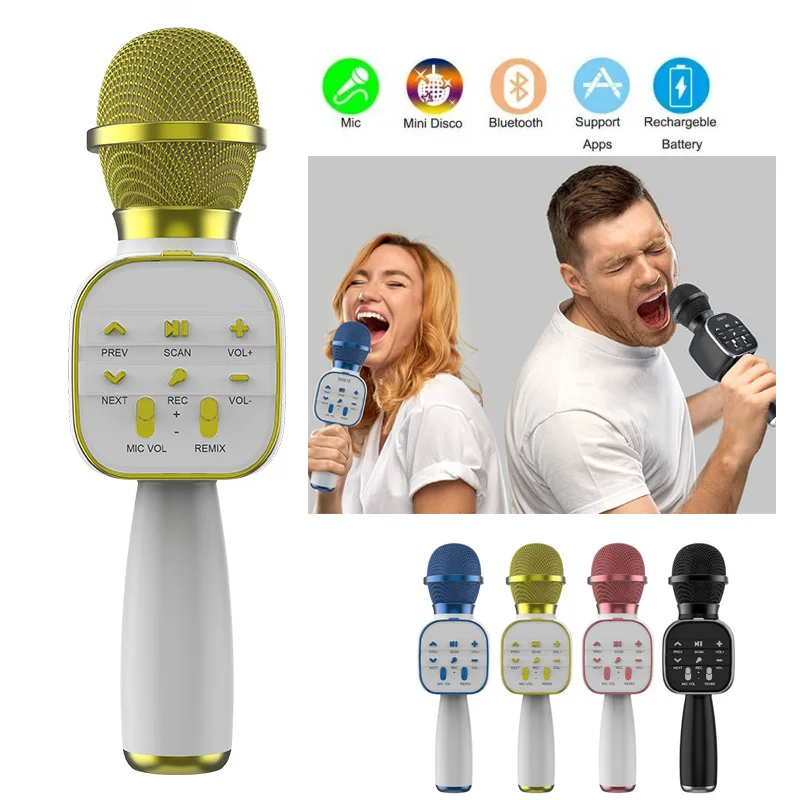 

DS813 Wireless Bluetooth Karaoke Microphone Handheld Microphone Professional Speaker Music Player Gaming Mic for Home KTV