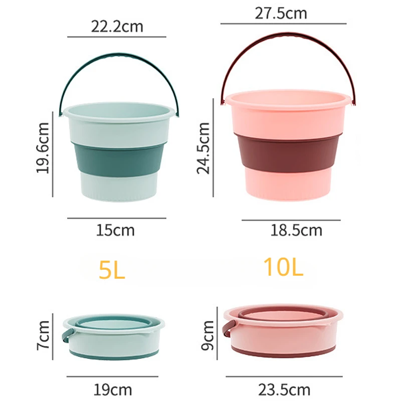Silicone Bucket for Fishing Promotion Folding Bucket Car Wash Outdoor Fishing Supplies Square Bathroom Kitchen Camp Bucket