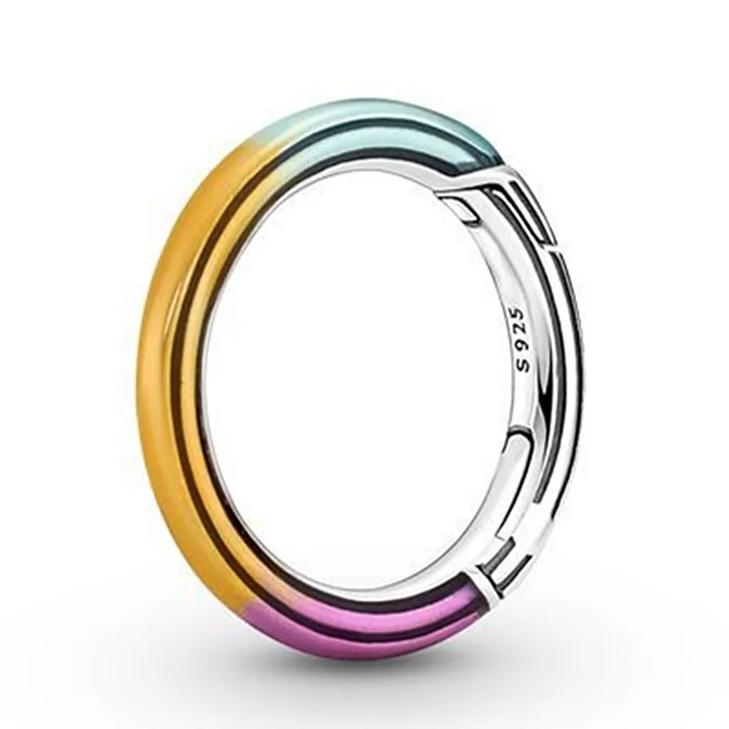 

Authentic 925 Sterling Silver Pan ME Tie-dye Styling Round Connector Charm Bead Fit Pandora Bracelet & Necklace Jewelry