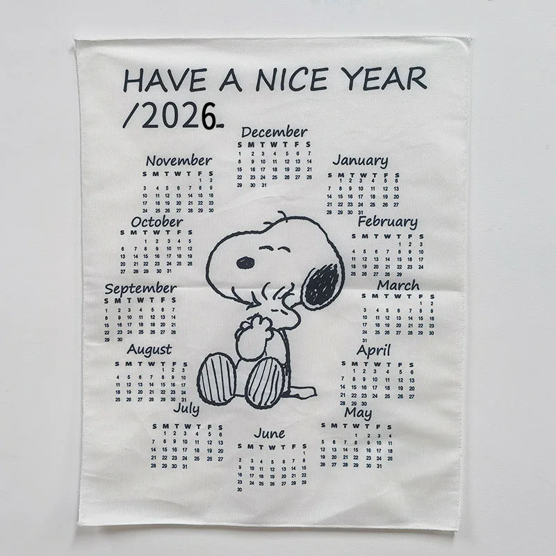 2026 スヌーピーカレンダー壁掛け布タペストリー背景布漫画かわいい