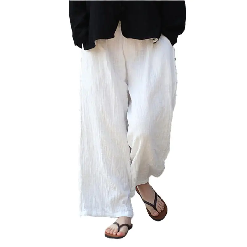 Women Casual Wide Leg Pants Summer Harajuku Style Cotton Linen Trousers Vintage Autunm pants pantalones de mujer y2k clothes