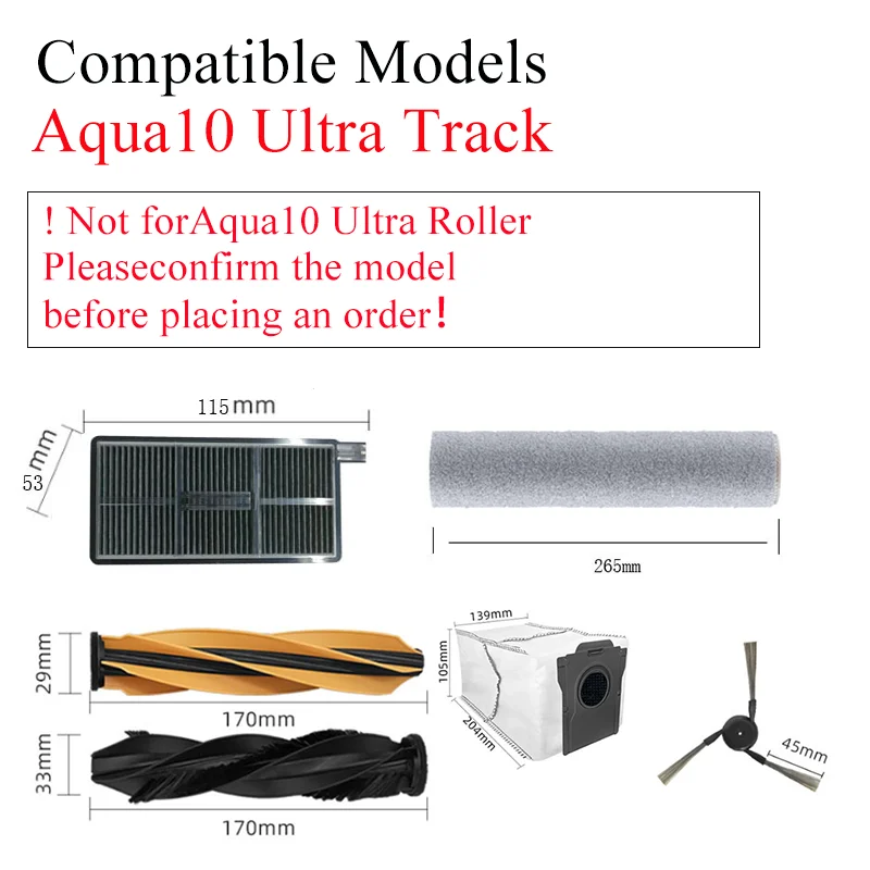 Dreame Aqua10 Ultra Track 10 Ultra Track Complete, RLR61CE / RLR81CE Mop Cloths, Dust Bags, Wiper Rollers Replacement Kit