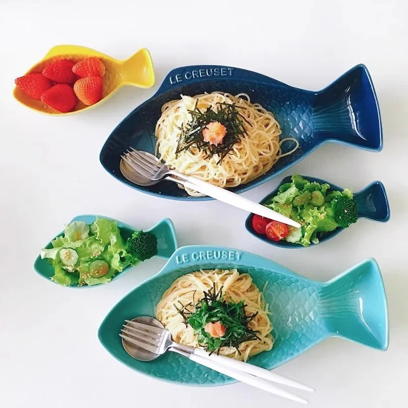 

Пластина в форме рыбы ocean series каменная эмалированная цветная обеденная тарелка, тарелка для морепродуктов, Необычные кухонные тарелки, домашний декор