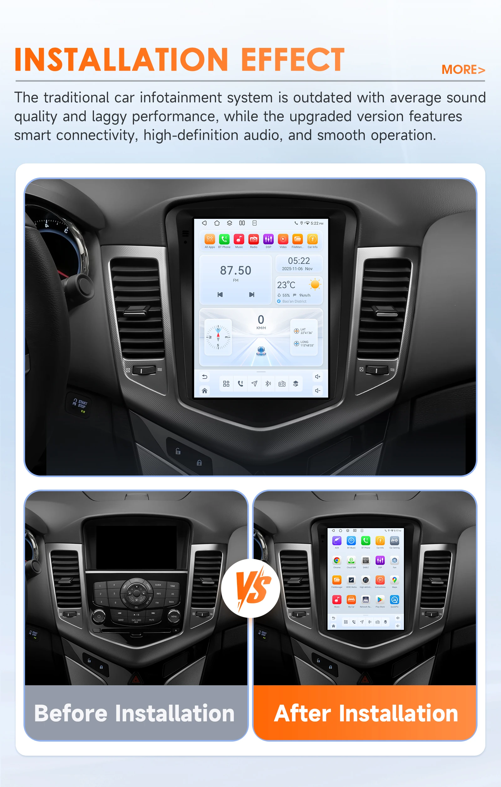 6115 8-Kern Carplay Android14 Autoradio für Chevrolet Cruze J300 2008-2012 Multimedia-Player mit Snapdragon GPS 360-Grad-Kamera 9,7-Zoll-Bildschirm – Detail 4