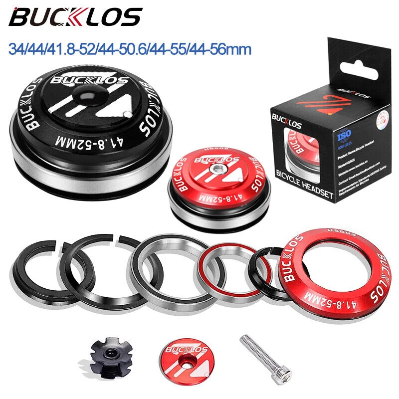 Bicycle Headset BUCKLOS 34-34/44-44/44-50.6/44-55/44-56 for Straight/Tapered Tube 1-1/8" Road MTB