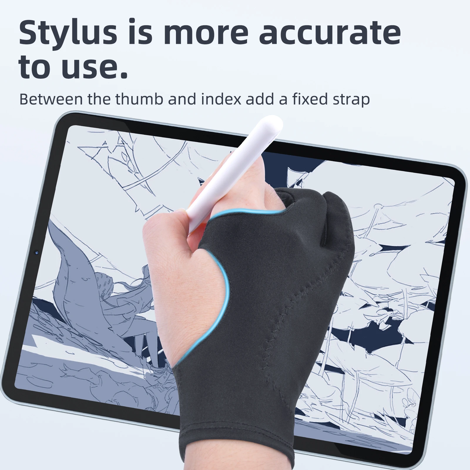 Upgrade Anti‑Mistouch Painting Gloves 2‑Finger Painting Gloves Sketch Writing Drawing Electronic Screen Anti-Fouling Sweat Dirty anti fouling glove