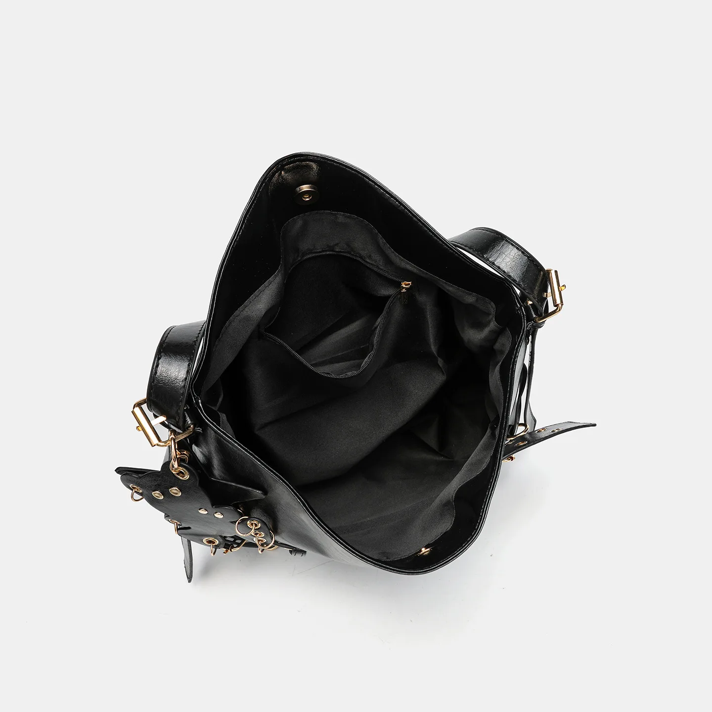 Fashion PU Leather Crossbody Bag Y2K Soft Bucket Bags for Women Punk Studded Shoulder Bag Designer Bags Luxury Handbags Purses