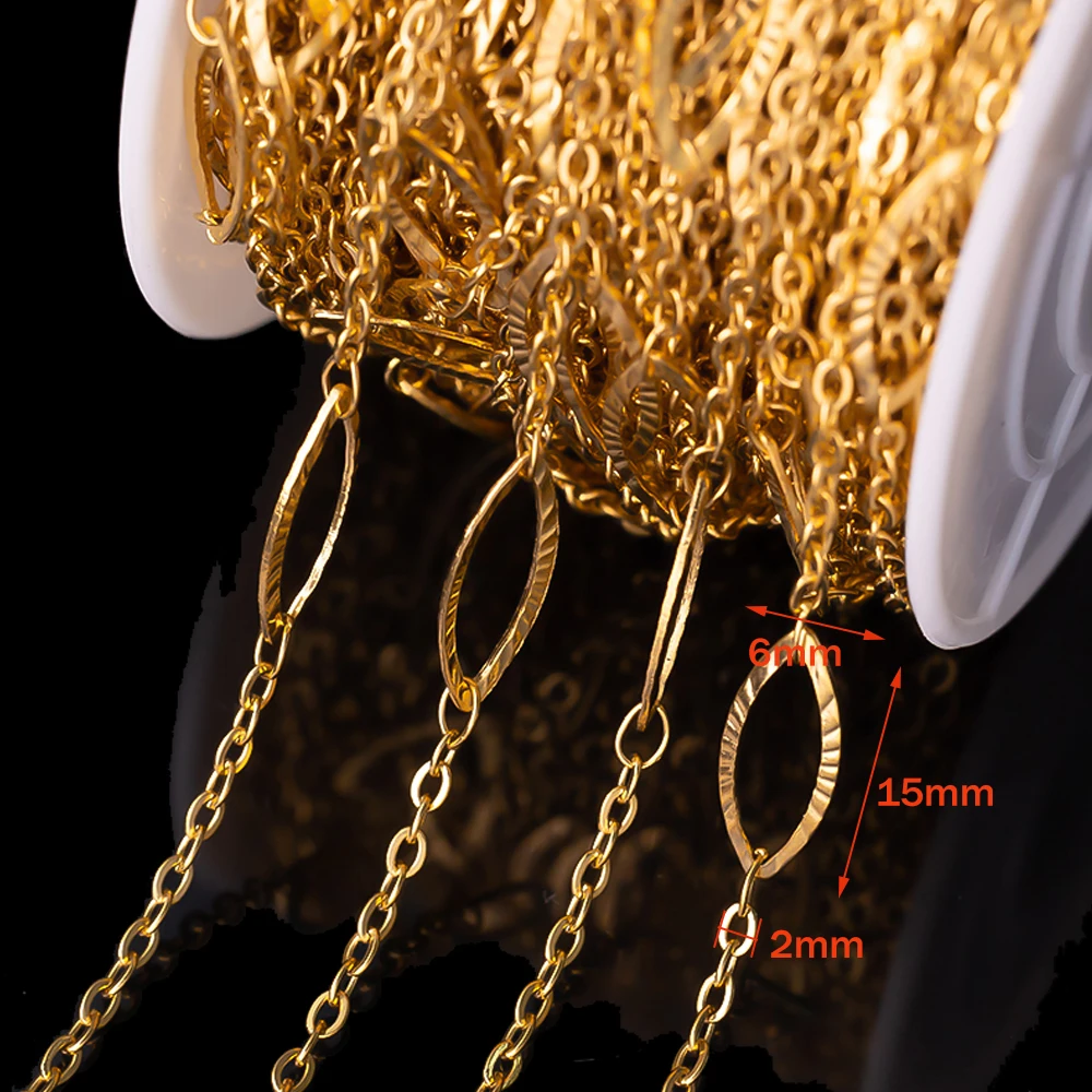 1 m Gold Edelstahl geprägte Augenklink ovale Ketten Extender für DIY Halskette Armband Tasche Handwerk Schmuckzubehör Zubehör – Detail 1