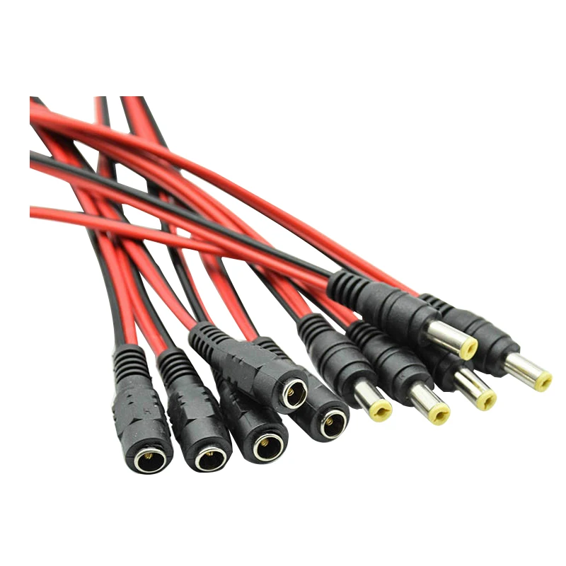 Male+Female DC Power Socket Jack Plug Connector Cable Wire 12V 10 PCS 5.5x2.1mm 