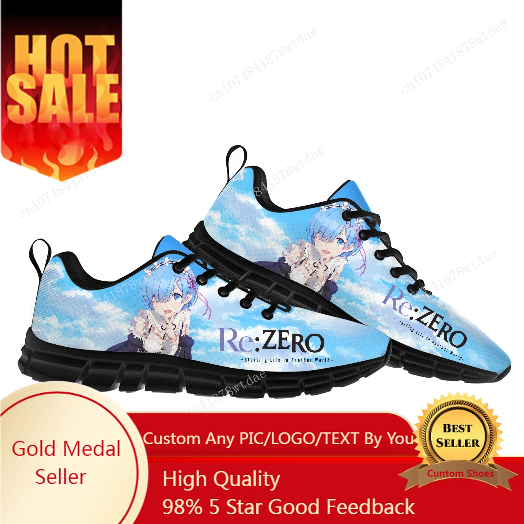 

Rem Ram Sports Shoes Mens Womens Teenager Kids Children Sneakers Re:Zero High Quality Cartoon Anime Manga Sneaker Custom Shoe