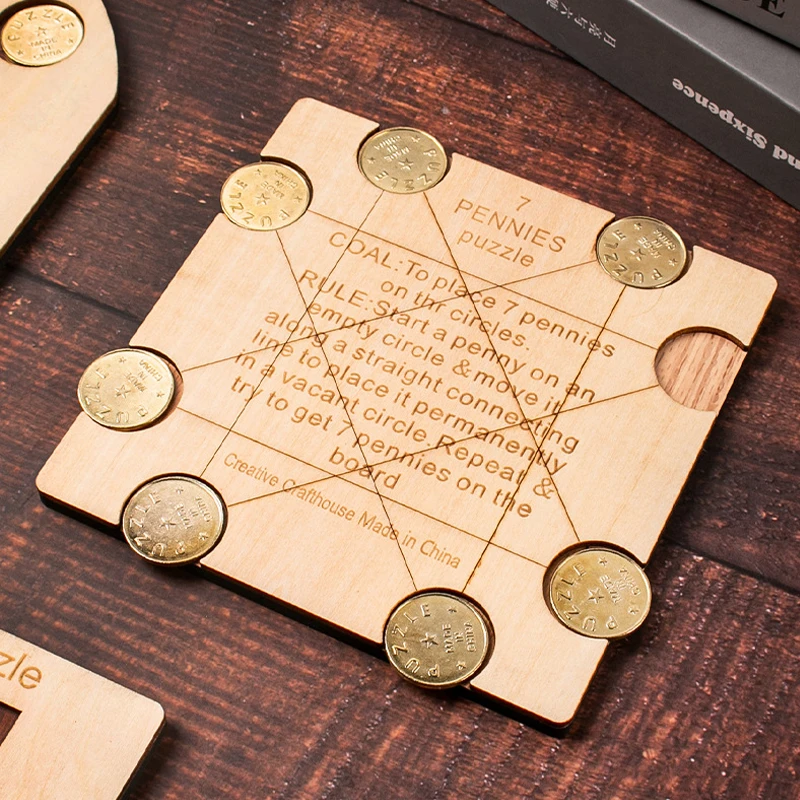 Puzzle con monete da un centesimo, sfida mentale stimolante, giochi di logica e strategia per adulti e bambini, test IQ, giocattoli educativi unici, regali educativi originali - immagine 4