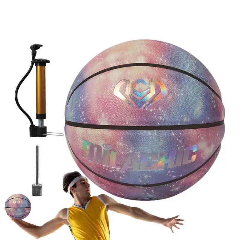 

Holographics Basketball Self-Lighting Ball Glowing Basketball Size 7 Indoor Outdoor Street Composite PU Leather Basketballs For