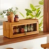 Japanese Small Solid Wood Cabinet Mini Glass Door Cupboard Kitchen Dustproof Shelf for Spices Doll Storage Box 1