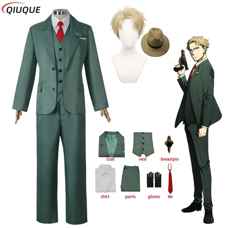 

Anime Spy X Family Loid Forger Cosplay Costume Men Suit Blond Wig Twilight Outfit Hat Halloween Party Clothes