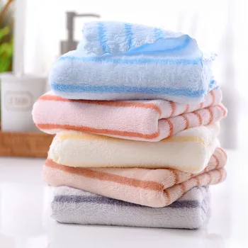 2pc High-density Coral Velvet Striped Towel Wholesale Home Color Strip Bath Towel Absorbent Beach Towel Department Store Gifts