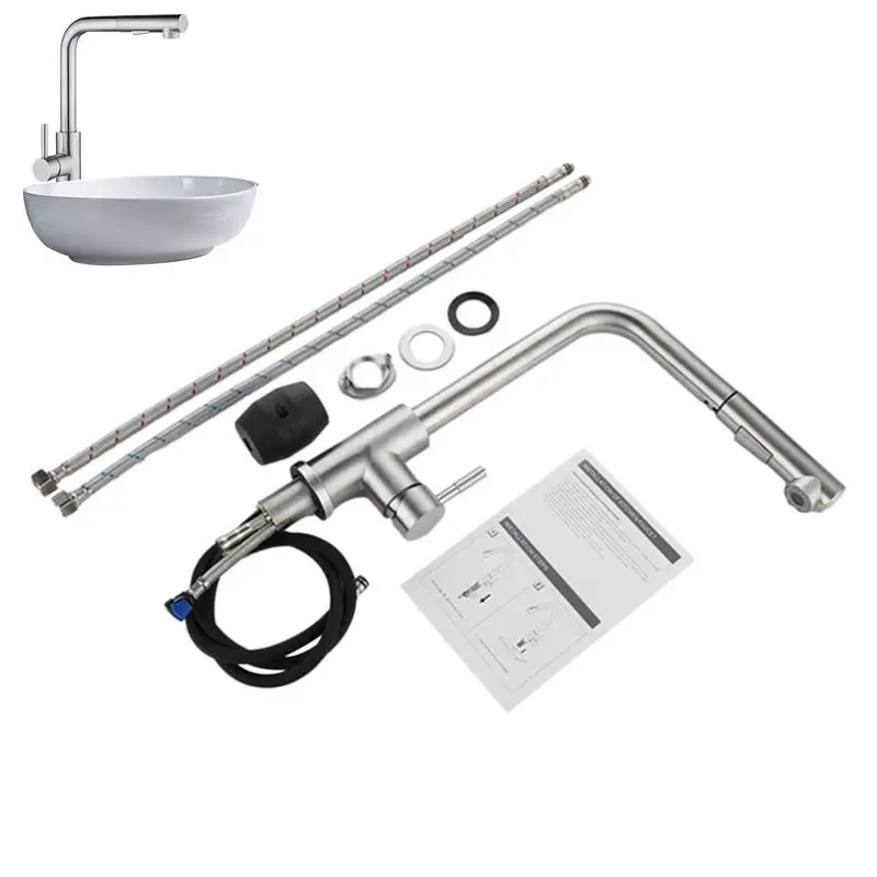 

Brushed Kitchen Faucet Single Hole Pull Out Spout Kitchen Sink Mixer Tap Stream Sprayer Head