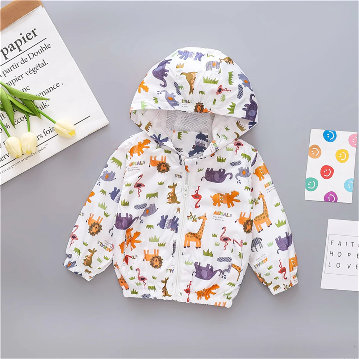 Children's outerwear for boys and girls Autumn baby giraffe jacket Children's hooded jacket top