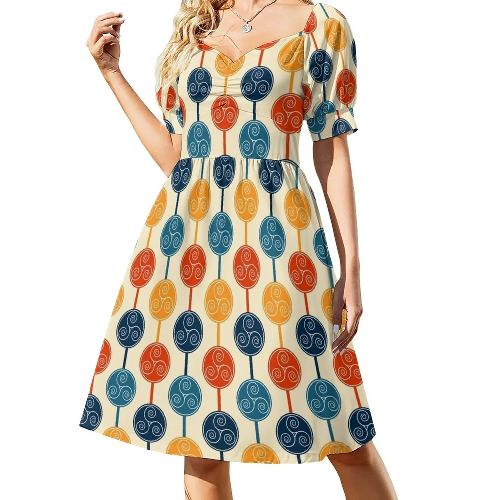 

Retro 1970's Bohemian Style Seventies Vintage Pattern Sleeveless Dress summer dress womens 2024