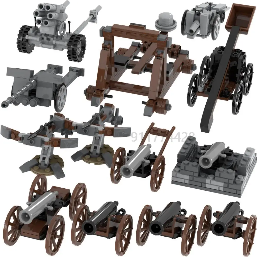 Military Series MOC Bricks Middle Ages WW2 Artillery Catapult Siege ...