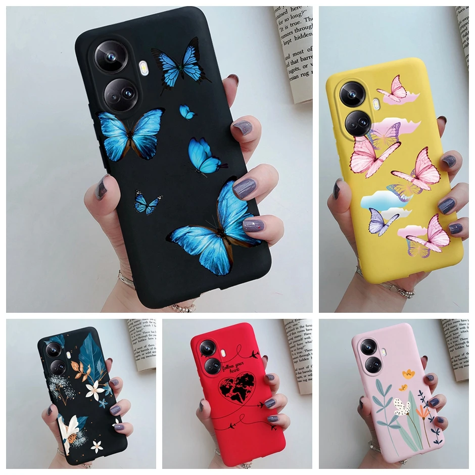 Dla Przypadku Realme 10 Pro Plus Rmx3687 Rmx3686 Pokrywa Dla Realme 10 Pro + Proplus Etui Na Telefony Silikonowe Miękkie Muszle Kwiaty Motyle