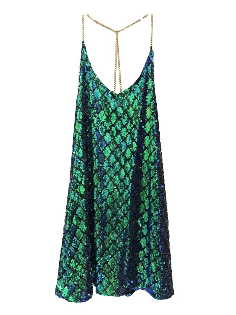 Sexy Dresses Party Night Club Dress 2024 Dress Summer Metal Hanging Neck  Sequins Backless Holiday Skirt with Shoulder-straps - AliExpress 200000345