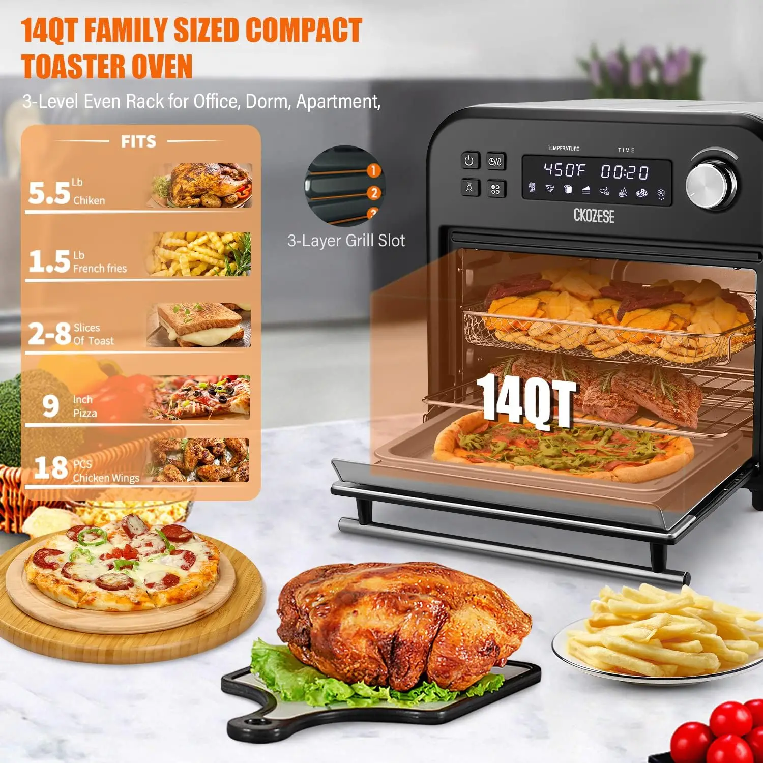 Toaster Oven Air Fryer, 6-Slice Compact Toaster Ovens Countertop-6 Rapid  Quartz Heaters, Air Fry, Grill,Roast,Broil, Bake,Dehydr - AliExpress