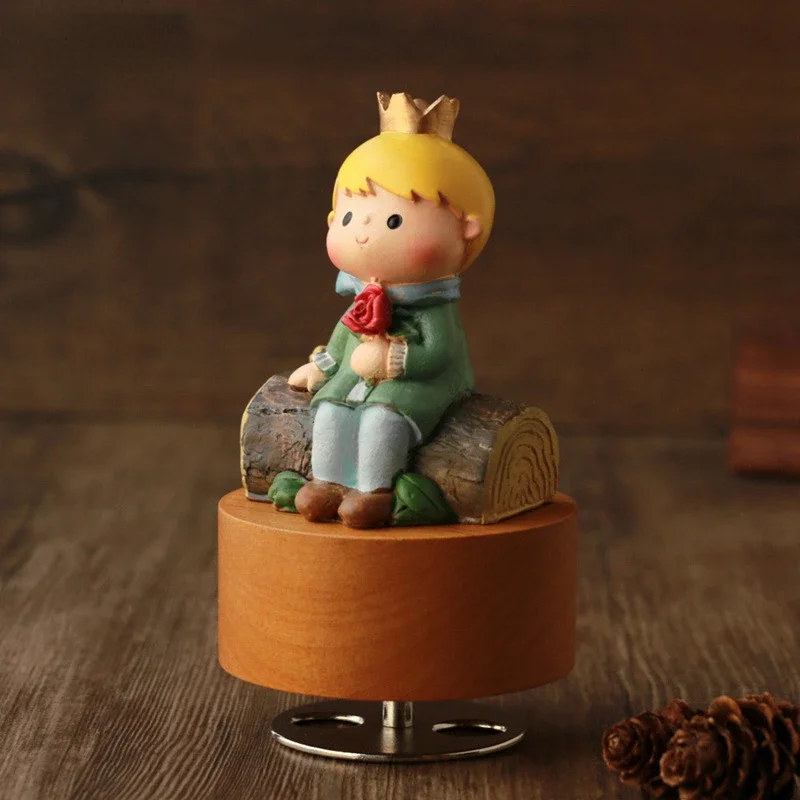 Music Box Carousel Music Box Cute Little Prince Spinning Wind-up Music Box for Children Boyfriend and Girlfriend
