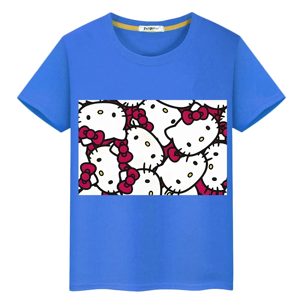 

hello kitty gift Print 100%Cotton Short T-shirt pride tshirt Summer Cute Tops y2k one piece Anime Tees boys girls clothes kids