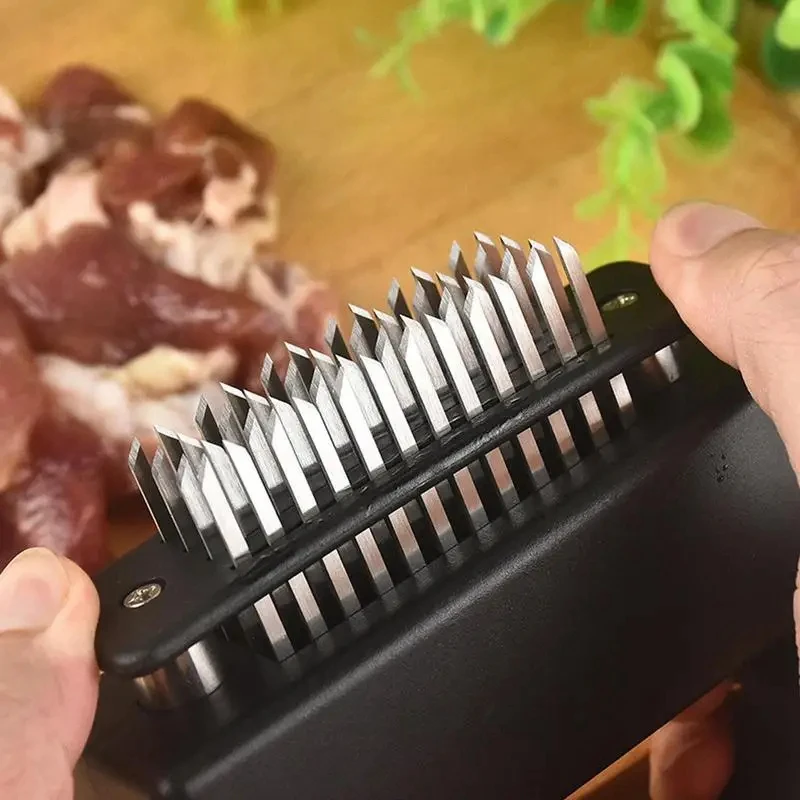 Retractable Stainless Steel Meat Needle Softener Tenderizer 48 Blades Kitchen Cooking Steak Hammer Pounder Tools Meat Beater 1PC
