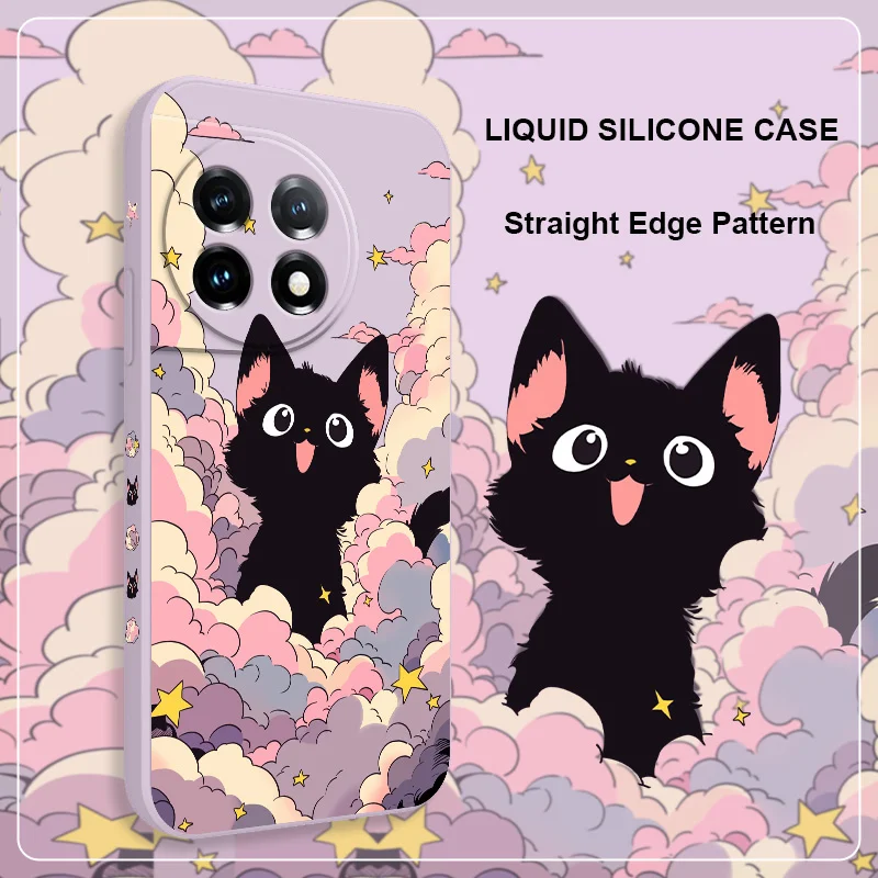 Cloud Colorful Cat Liquid Silicone Phone Case