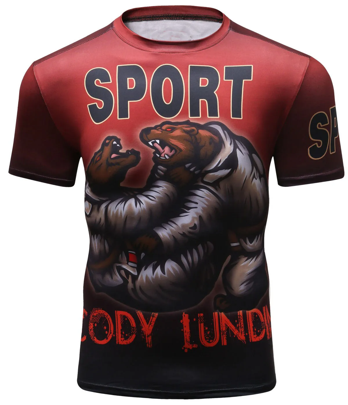 

Мужские компрессионные рубашки с коротким рукавом, дышащая рубашка с принтом для фитнеса, бега, спорта, тренировок, модная женская футболка (1243)