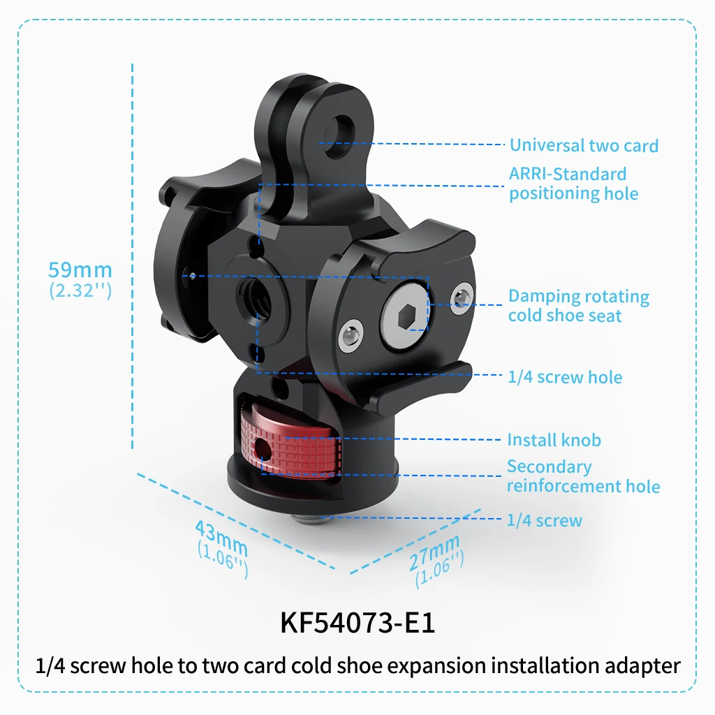 Befestigungs stecker für Block würfel halterung aus Aluminium legierung mit Arri 1/4 "3/8" Adapter für Gopro 2-Schlitz/3-Schlitz-Fotozubehör – Detail 23