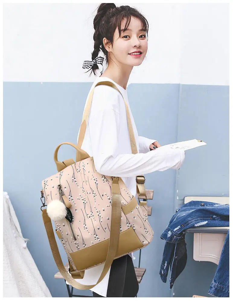 Fashion Flower Print Women Backpack Female Anti-theft Backpacks Casual Ladies School Bag High Quality Large Capacity Backpack