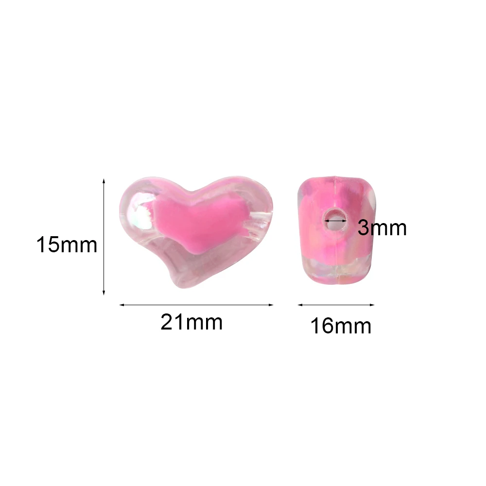 5Pcs AB 마카롱 사랑 심장 모양의 펜던트 비즈 쥬얼리 만들기 팔찌 만들기 DIY 페르시 장식 액세서리