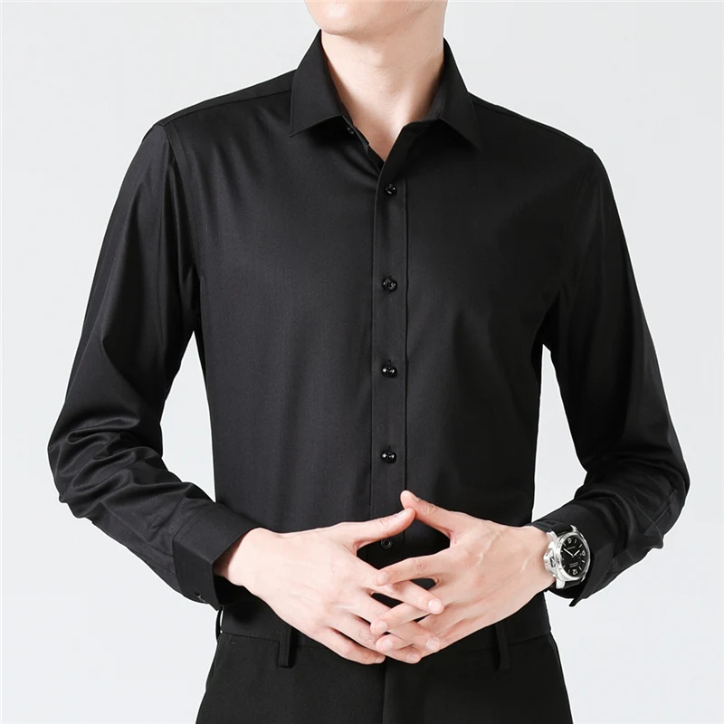 Korean Version of Trendy Spring/summer Men's Polo Collar with Solid Color Pockets Slim Fit Long Sleeve Single Breasted Shirt Top