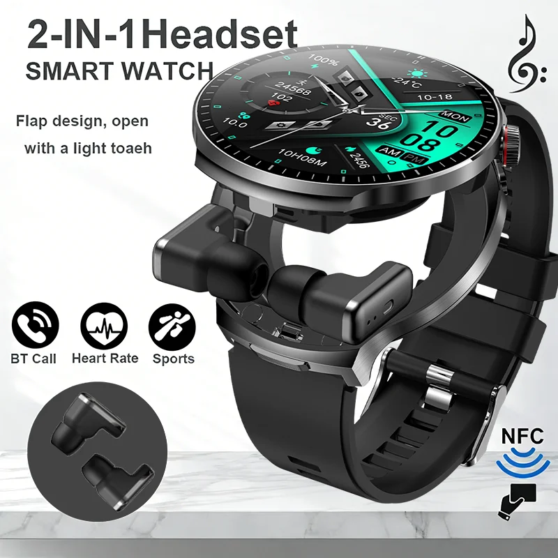 2026 T-REX3 New 2 in 1 Smartwatch With Earbuds Smartwatch TWS Bluetooth Earphone Heart Rate Blood Oxygen Monitor Sports Watch 1