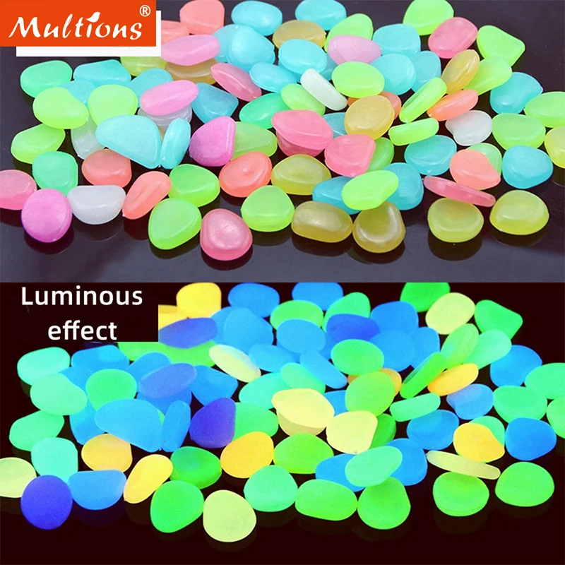 Glow Stones Garden Decoration Decorative Stones 50/100/200Pcs Glowing Pebble Dark Pebbles Sidewalk Garden Terrace Lawn Patio Fish Tank Aquarium Decoration